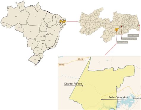 Mapa De Localiza O Do Munic Pio De Cabaceiras E Do Distrito De