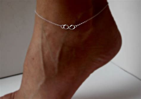 Silver Infinity Anklet Beach Wedding Delicate Jewelry Etsy