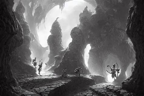 Black And White Point Perspective Dungeon Cozy Fantasy Stable