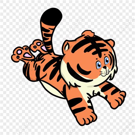 cartoon style orange clipart tumatakbo tumatalon maliit na tigre