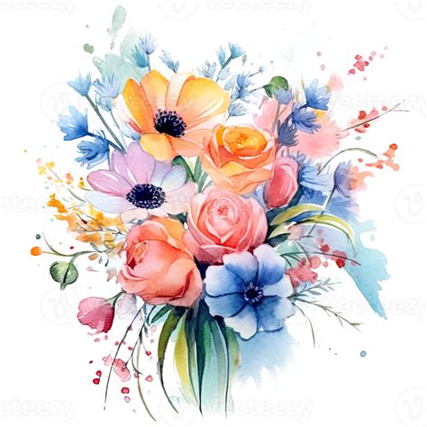 Watercolor Flower Bouquet Illustration 23693480 Png