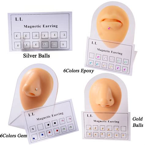 12pcs Set Magnet Non Pierced Fake Piercing Nose Ring Ear Tragus Lip