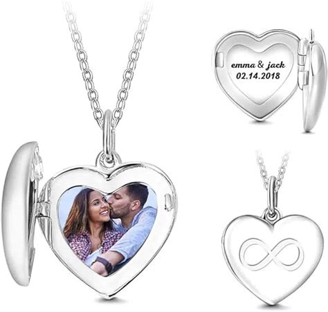 SOUFEEL Collier Photo Personnalisé Medaillon Coeur Pendentif Porte