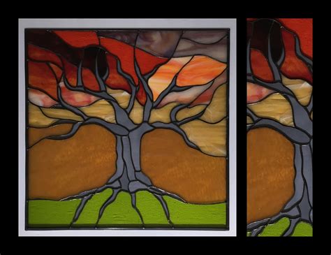 Tree Of Life At Sunset Custom Stained Glass Panel By Smash Glassworks Finished Custom