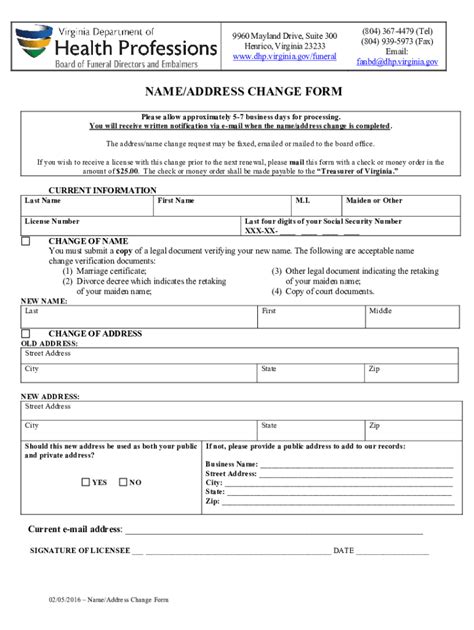 Fillable Online Name Address Change Form Name And Address Change Form