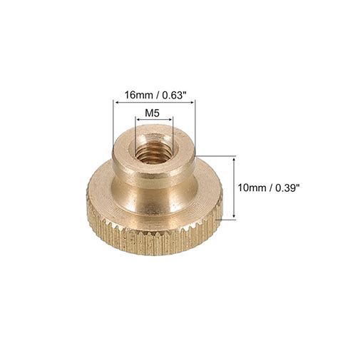 Uxcell ローレットつまみナットm5xd16xh10mm 真鍮 ローレットナット 高頭スルーホール 調整ナット 3dプリンター部品 2個