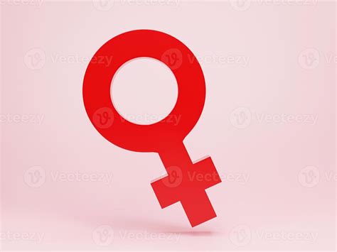 Representación 3d Ilustración 3d Signo De Género Femenino Rojo