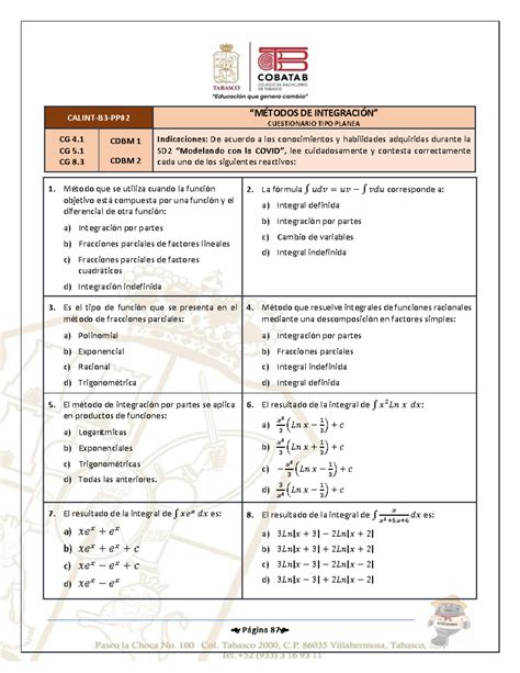 Sexto Semestre Gu A Did Ctica Del Estudiante C Lculo Integral