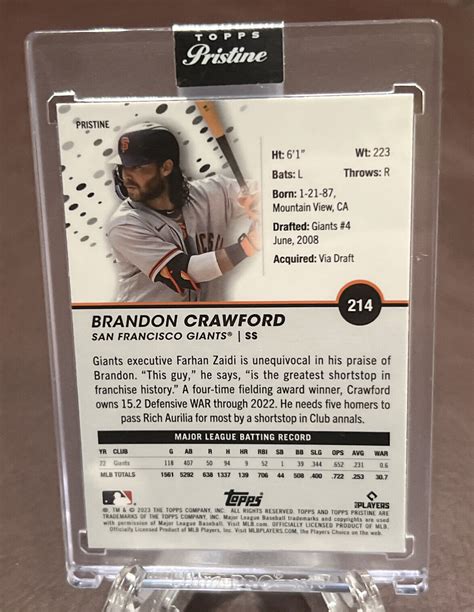 2023 Topps Pristine BRANDON CRAWFORD ENCASED White Refractor EBay