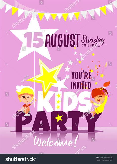 Kids Party Invitation Design Template Happy Stock Vector (Royalty Free ...