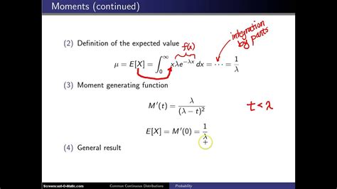 Exponential Distribution Moments Youtube