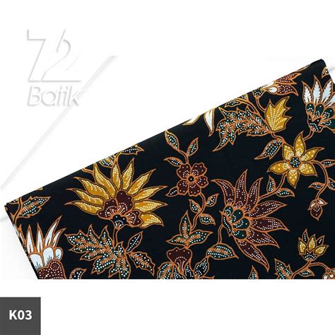 Jual Kain Batik Premium Bahan Katun Motif Kembang Duri Hitam Cap