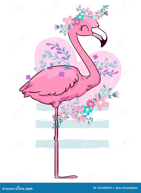 Flamingo De Bonito Desenho M O Ilustra O Vetorial Crian As Impressas