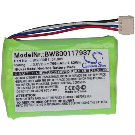 vhbw 1x Batterie remplacement pour HBC BI2090B1 04 909 pour opérateur