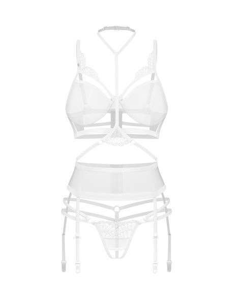 White Set With Embroidered Details White Lingerie Erotic Lingerie