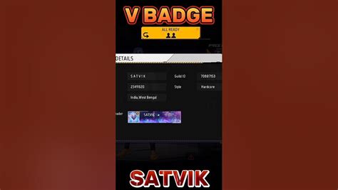 V Badge Satvik Guild Send Me Requestsatvik Freefire Shorts Youtube