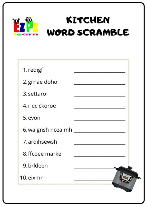 Kitchen Utensils Word Scramble