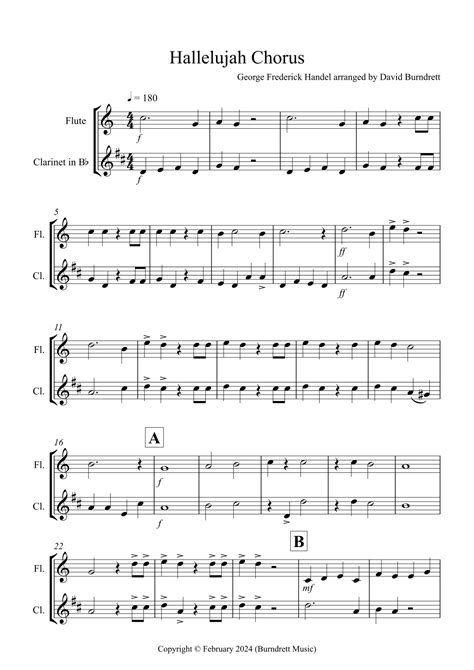 Hallelujah Chorus For Flute And Clarinet Duet Arr David Burndrett