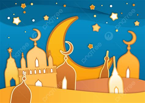 Cute Bright Islamic Cartoon Paper Cut Background Wallpaper Cute