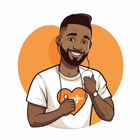 Premium Vector Happy African American Man Holding A Heart Vector