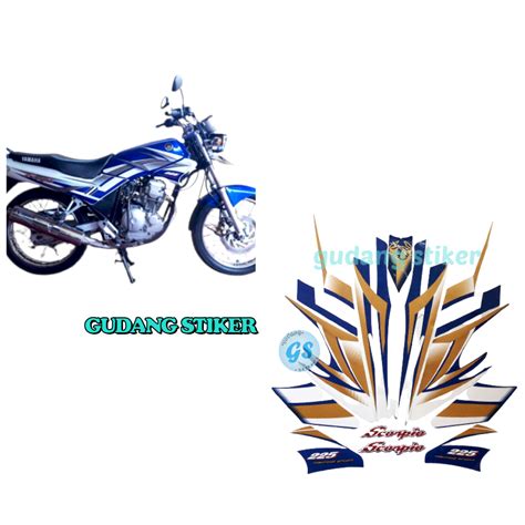 Stiker Striping Motor Yamaha SCORPIO 2004 Putih Biru Lazada Indonesia