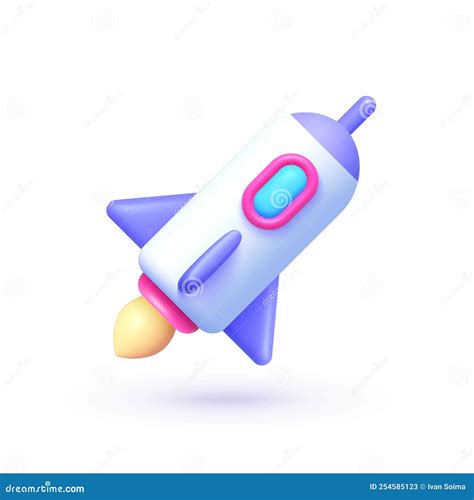 Realistic Rocket 3d Vector Design Illustration Space Futuristic