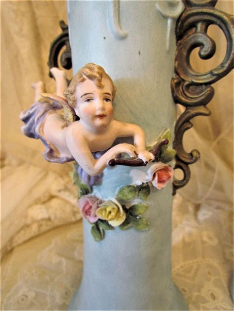 Antique Art Nouveau Bisque Cherub Vase Pair AS IS Etsy Antique Art