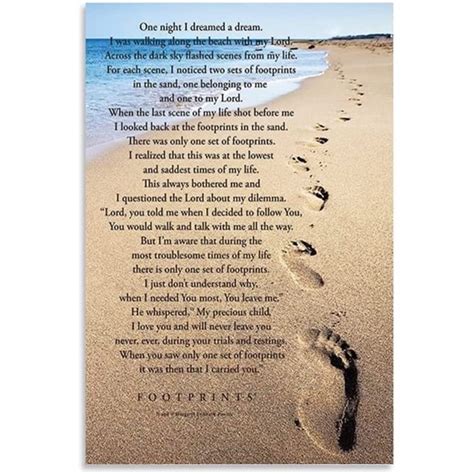 Footprints Poem In The Sand Motivational Literature Posters Decorative