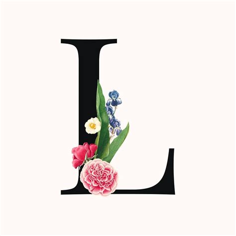 Flower Decorated Capital Letter L Typography Vector Premium Image By