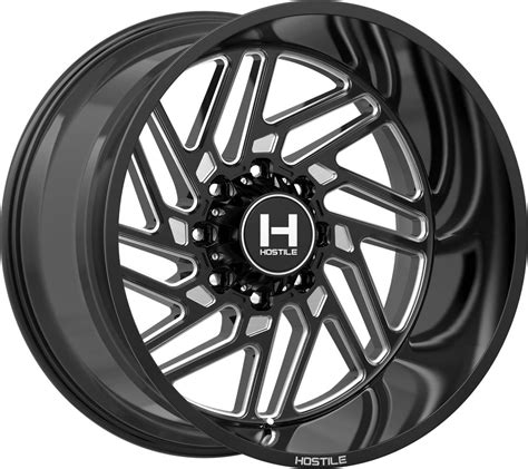 24x12 Hostile H116 Jigsaw Blade Cut Black Milled Wheel 8x180 44mm