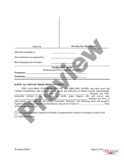 North Carolina General Warranty Deed From Husband And Wife To Husband And Wife Nc Estate Forms