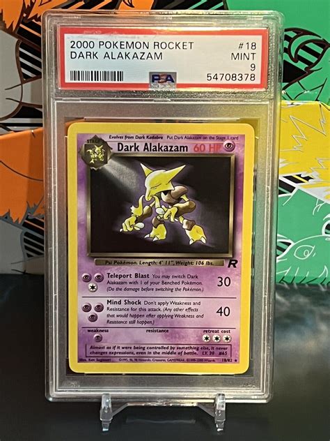 Pokemon Team Rocket Unlimited Dark Alakazam Psa Mint