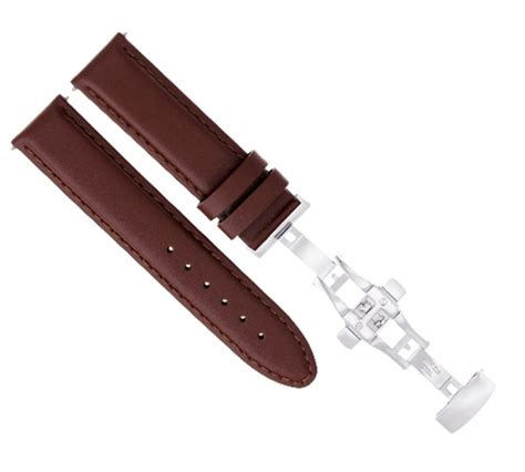 Mm Smooth Leather Watch Strap Band Deployment Clasp For Breitling