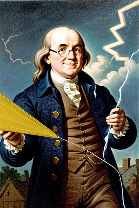 Dopamine Girl Ben Franklin Smiling As He Holds Up A Kite Getting