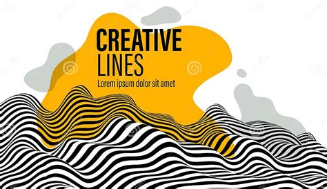 3d Black And White Lines In Perspective With Yellow Fluid Liquid Paint Splat Abstract Vector