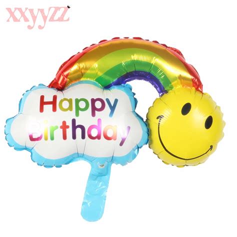 XXYYZZ Happy Birthday Inflatable Balloons Large Rainbow Smiley Face ...