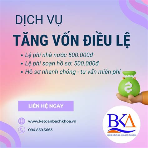 Dịch vụ Tăng vốn điều lệ công ty trọn gói năm 2024