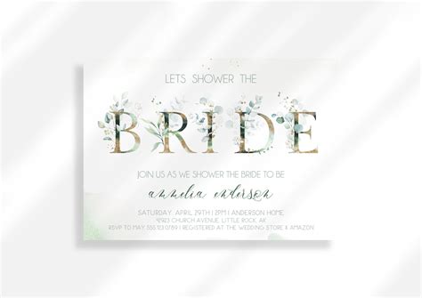 Editable Floral Bridal Shower Invitation Printable Invitation Template Greenery Bridal Shower