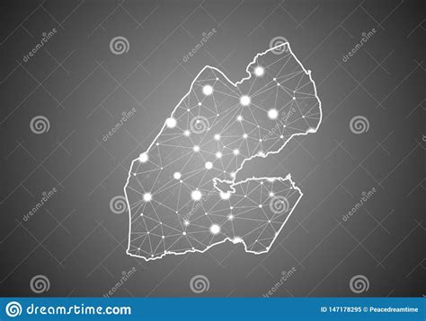 Vector Wireframe Mesh Polygonal Of Djibout Map Abstract Global