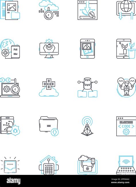 Conjunto De Iconos Lineales De Seguridad Virtual Cifrado Firewall