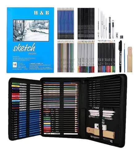 Kit De Arte Dibujo Profesional 71 Pcs Lapices Colores Y Más