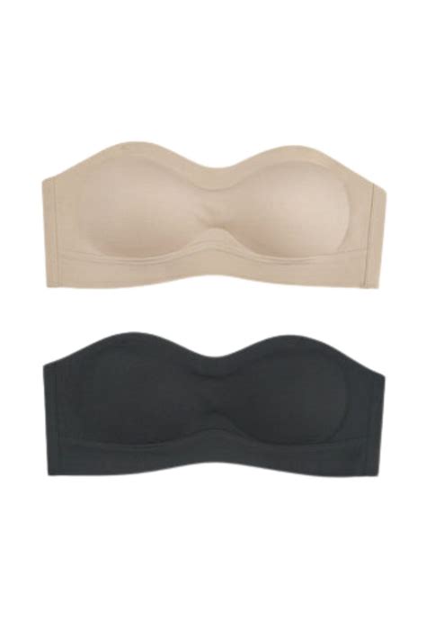 Pack Nelly Seamless Ice Silk Anti Slip Non Slip Strapless Wireless Padded Push Up Bra In Nude