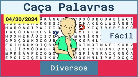 Caça Palavras Fácil Diversos 20 04 2024 Youtube