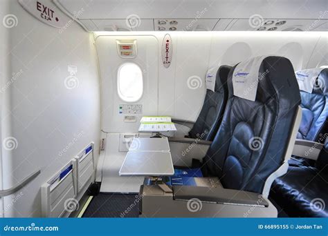 Interior Of Bombardier Q400 Nextgen Turboprop Plane At Singapore Airshow Editorial Photo ...