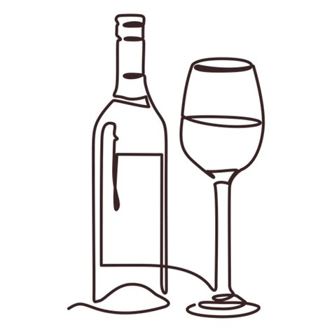 Dise O Png Y Svg De Trazo De Dibujo Lineal De Botellas De Vidrio Y Vino