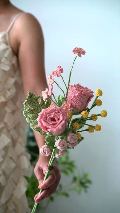 Crochet Pink Rose Bouquet For Sale Crochetflower Youtube