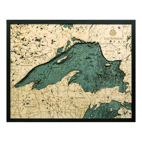 Lake Superior 3d Wood Map 3d Topographic Wood Chart