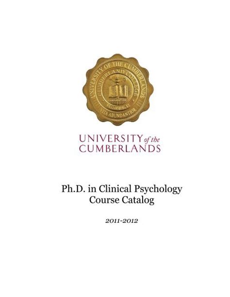 Ph D In Clinical Psychology Course Catalog University Of The