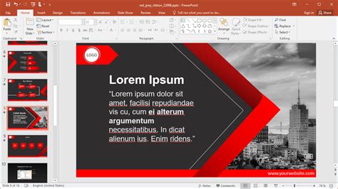 Animated Red Ribbon PowerPoint Template