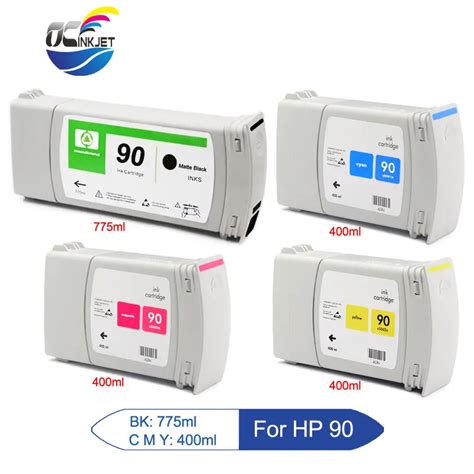 4 PCS Set For HP 90 Remanufactured Ink Cartridge For HP Designjet 4000